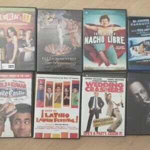 8 COMEDY DVDS , 1 IS BLURAY